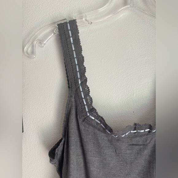 Free People Grey Only You Tank Top Square Neck - Picture 4 of 7
